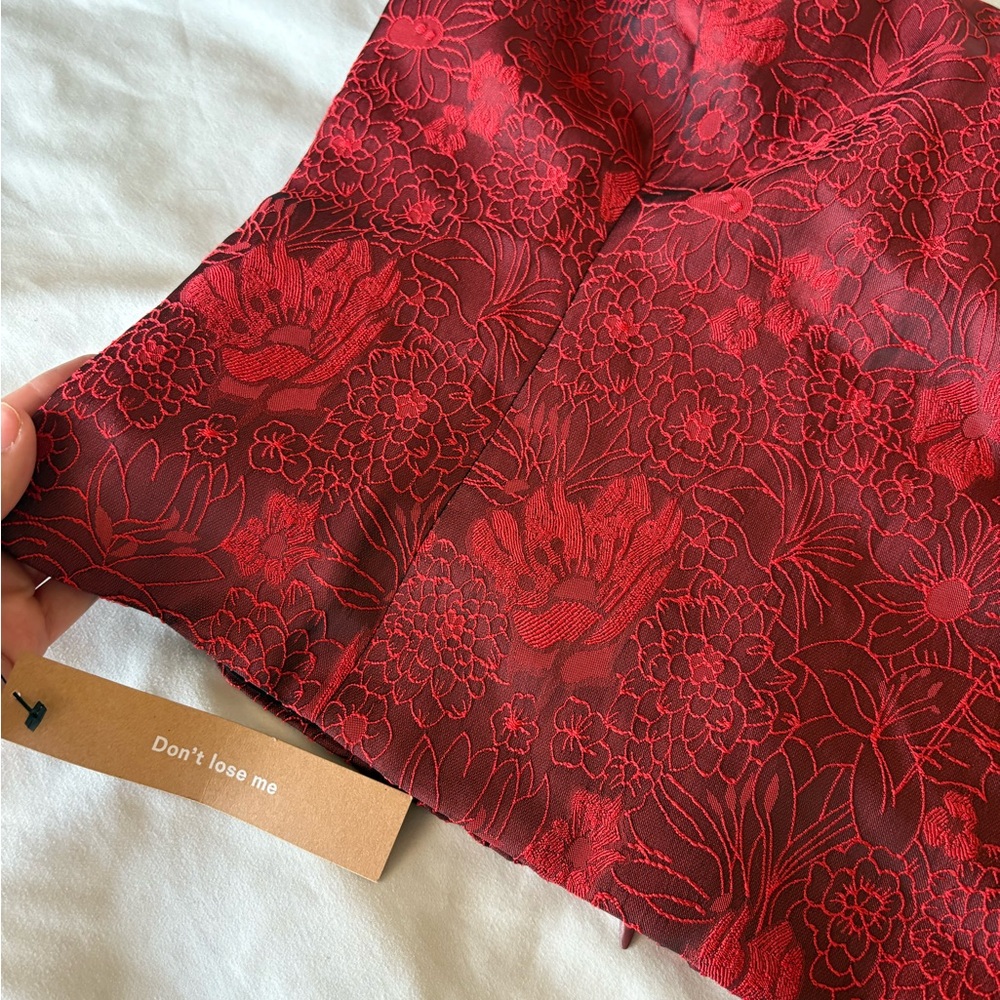 BNWT Reformation Georgia Deep Red Floral Strapless Top - Picture 8 of 10